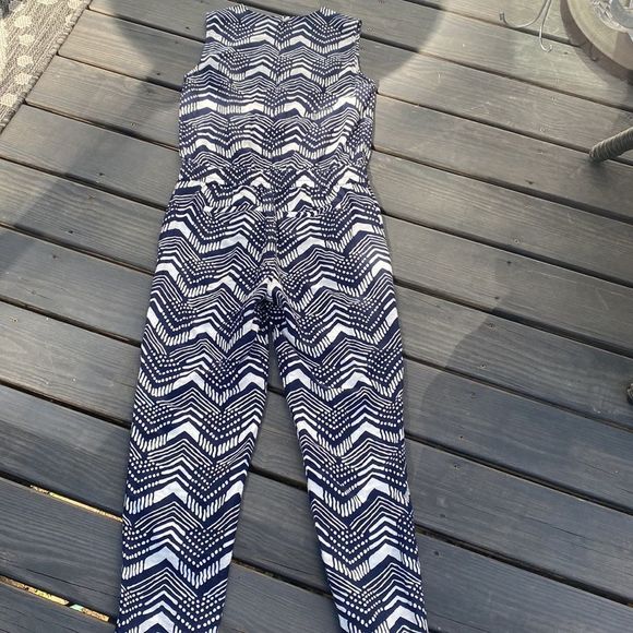 J.Crew Navy & White Printed Linen Jumpsuit - Picture 5 of 7